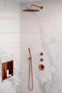 Brauer Copper Edition Regendoucheset 30cm met wandarm en inbouwdeel geborsteld koper