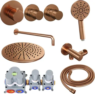 Brauer Copper Edition Regendoucheset Inbouw 30cm Geborsteld Koper