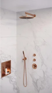 Brauer Copper Edition Regendoucheset inbouw 30cm geborsteld koper