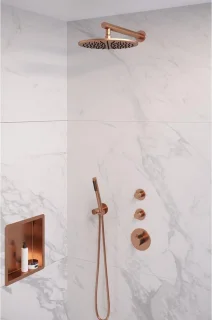 Brauer Copper Edition Regendoucheset inbouw 30cm geborsteld koper