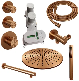 Brauer Copper Edition Regendoucheset inbouw 30cm geborsteld koper