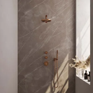 Brauer Copper Edition thermostatische inbouw doucheset 20cm geborsteld koper