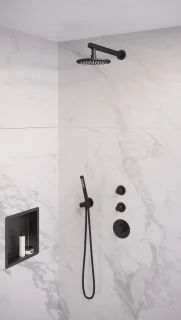 Brauer Doucheset Inbouw Rond Zwart 20cm