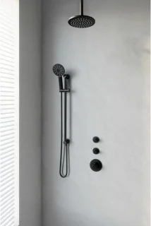 Brauer Doucheset Inbouw Rond Zwart 20cm