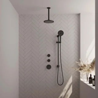 Brauer Doucheset Inbouw Rond Zwart 20cm