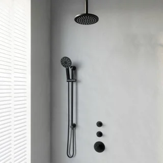 Brauer Doucheset Inbouw Rond Zwart 20cm