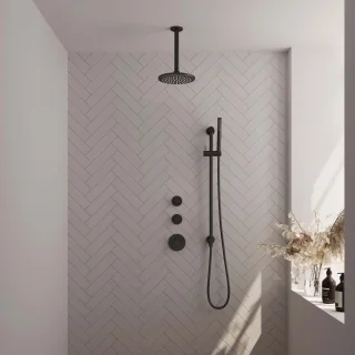 Brauer Doucheset Inbouw Rond Zwart 20cm