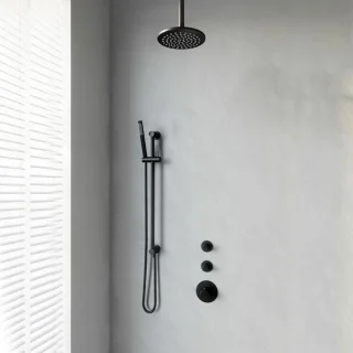 Brauer Doucheset Inbouw Rond Zwart 20cm