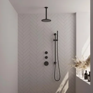 Brauer Doucheset Inbouw Rond Zwart 20cm