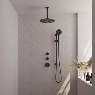 Brauer Doucheset Inbouw Rond Zwart 30cm