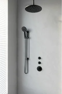 Brauer Doucheset Inbouw Rond Zwart 30cm