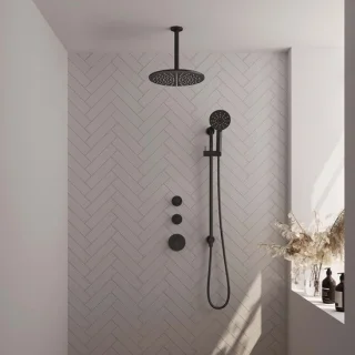 Brauer Doucheset Inbouw Rond Zwart 30cm