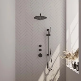 Brauer Doucheset Inbouw Rond Zwart 30cm