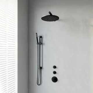 Brauer Doucheset Inbouw Rond Zwart 30cm