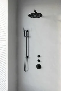 Brauer Doucheset Inbouw Rond Zwart 30cm
