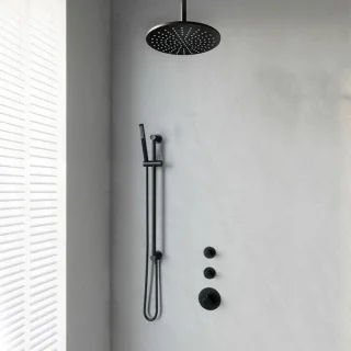 Brauer Doucheset Inbouw Rond Zwart 30cm
