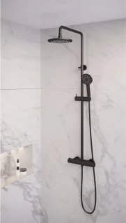 Brauer Doucheset Opbouw Rond Zwart 20cm Thermostaatkraan