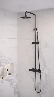 Brauer Doucheset Opbouw Rond Zwart 20cm Thermostaatkraan