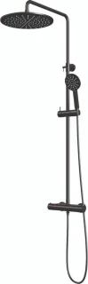Brauer Doucheset Opbouw Rond Zwart 30cm Thermostaatkraan