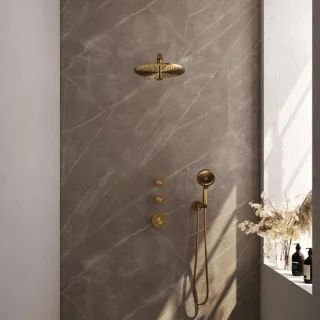 Brauer Gold Carving Inbouw Regendoucheset Geborsteld Goud