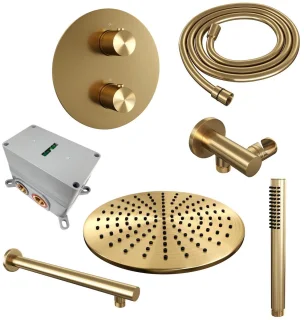 Brauer Gold Carving Inbouw Regendoucheset Geborsteld Goud