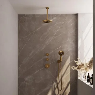 Brauer Gold Carving Inbouw Regendoucheset - Geborsteld Goud
