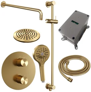 Brauer Gold Carving Regendoucheset Inbouw - Geborsteld Goud