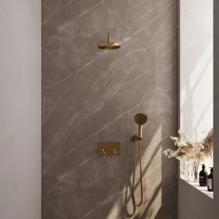 BRAUER Gold Carving thermostatische inbouw regendouche SET 57 goud geborsteld PVD