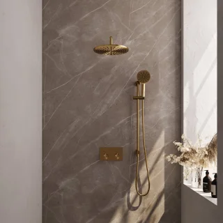 BRAUER Gold Carving thermostatische inbouw regendouche set 58 goud geborsteld PVD