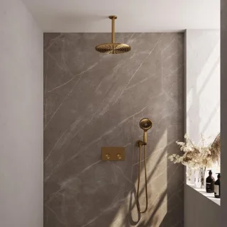 Brauer Gold Carving Thermostatische Inbouw Regendoucheset 30 cm Geborsteld Goud