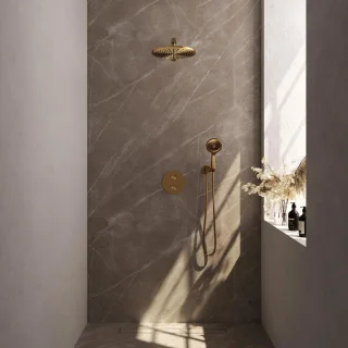 Brauer Gold Carving Thermostatische Inbouw Regendoucheset - Geborsteld Goud