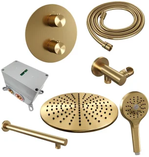 Brauer Gold Carving Thermostatische Inbouw Regendoucheset - Geborsteld Goud