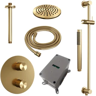 Brauer Gold Carving Thermostatische Inbouwregendoucheset