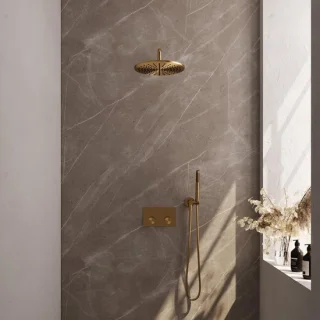 Brauer Gold Carving Thermostatische Regendouche Inbouwset Geborsteld Goud