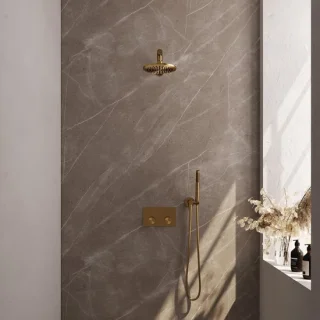 Brauer Gold Carving Thermostatische Regendoucheset Inbouw Geborsteld Goud