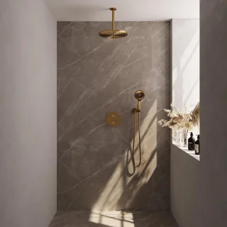 Brauer Gold Carving Thermostatische Regendoucheset Inbouw Geborsteld Goud