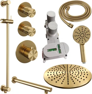 Brauer Gold Edition Regendoucheset Inbouw 30cm Geborsteld Goud
