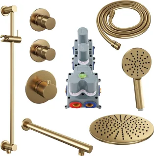 Brauer Gold Edition Regendoucheset Inbouw 30cm Geborsteld Goud