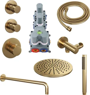 Brauer Gold Edition Regendoucheset inbouw 30cm geborsteld goud