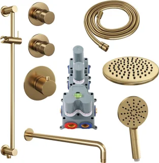 Brauer Gold Edition thermostatische inbouw doucheset geborsteld goud
