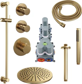 Brauer Gold Edition thermostatische inbouw doucheset geborsteld goud