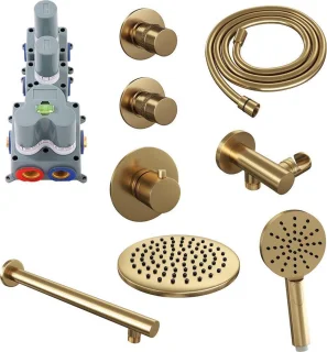 Brauer Gold Edition thermostatische inbouw doucheset geborsteld goud