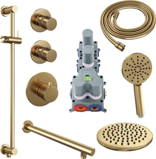 Brauer Gold Edition thermostatische inbouw doucheset geborsteld goud