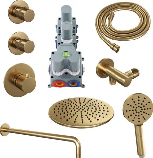 Brauer Gold Edition thermostatische inbouw doucheset geborsteld goud