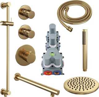 Brauer Gold Edition thermostatische inbouw doucheset geborsteld goud