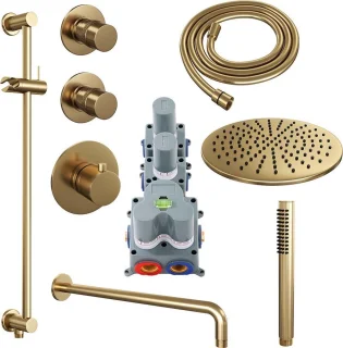Brauer Gold Edition thermostatische inbouw doucheset geborsteld goud PVD