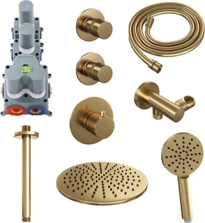 Brauer Gold Edition thermostatische inbouw doucheset geborsteld goud PVD