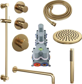 Brauer Gold Edition thermostatische inbouw doucheset geborsteld goud PVD