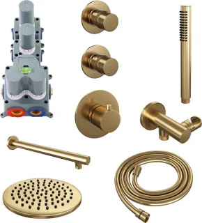 Brauer Gold Edition thermostatische inbouw doucheset geborsteld goud PVD