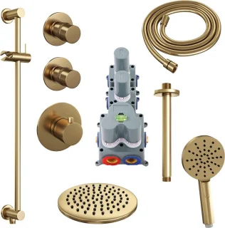 Brauer Gold Edition thermostatische inbouw doucheset geborsteld goud